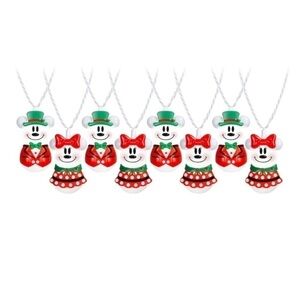 Disney Mickey Minnie Mouse Snowman String Lights NEW 8 Count 7 ft Christmas